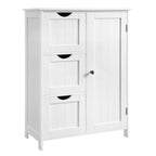 VASAGLE Fürdőszoba szekrény, ajtós, 3 fiókos szekrény, fehér 60x30x81cm – 2. kép