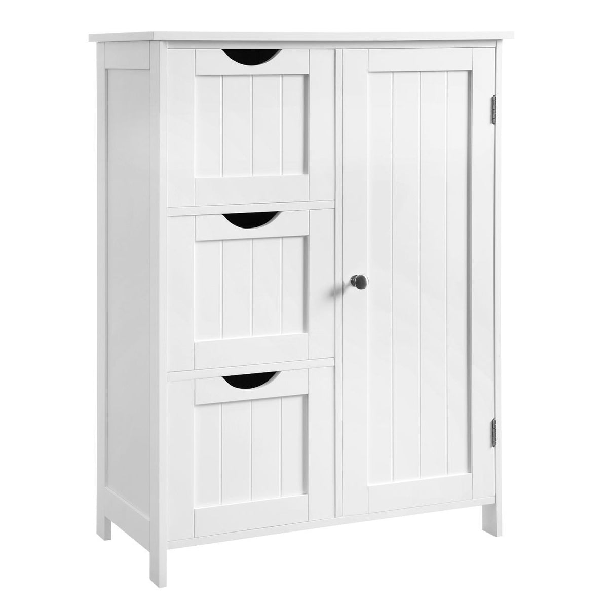 VASAGLE Fürdőszoba szekrény, ajtós, 3 fiókos szekrény, fehér 60x30x81cm – 2. kép