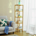 SONGMICS Bambusz polc fürdőszobába, konyhába, 5 szintes 33x33x146cm – 4. kép