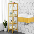 SONGMICS Bambusz polc fürdőszobába, konyhába, 5 szintes 33x33x146cm – 5. kép