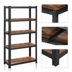 SONGMICS Polcos állvány, salgópolc, 130kg polconkénti teherbírással, fekete 150x75x30cm – 2. kép