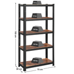 SONGMICS Polcos állvány, salgópolc, 130kg polconkénti teherbírással, fekete 150x75x30cm – 3. kép