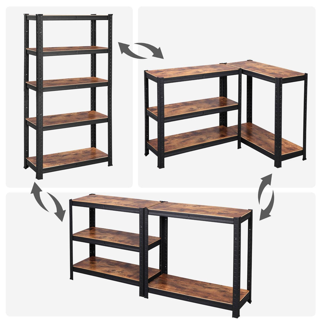SONGMICS Polcos állvány, salgópolc, 130kg polconkénti teherbírással, fekete 150x75x30cm – 4. kép