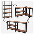SONGMICS Polcos állvány, salgópolc, 130kg polconkénti teherbírással, fekete 150x75x30cm – 4. kép