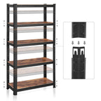 SONGMICS Polcos állvány, salgópolc, 130kg polconkénti teherbírással, fekete 150x75x30cm – 5. kép