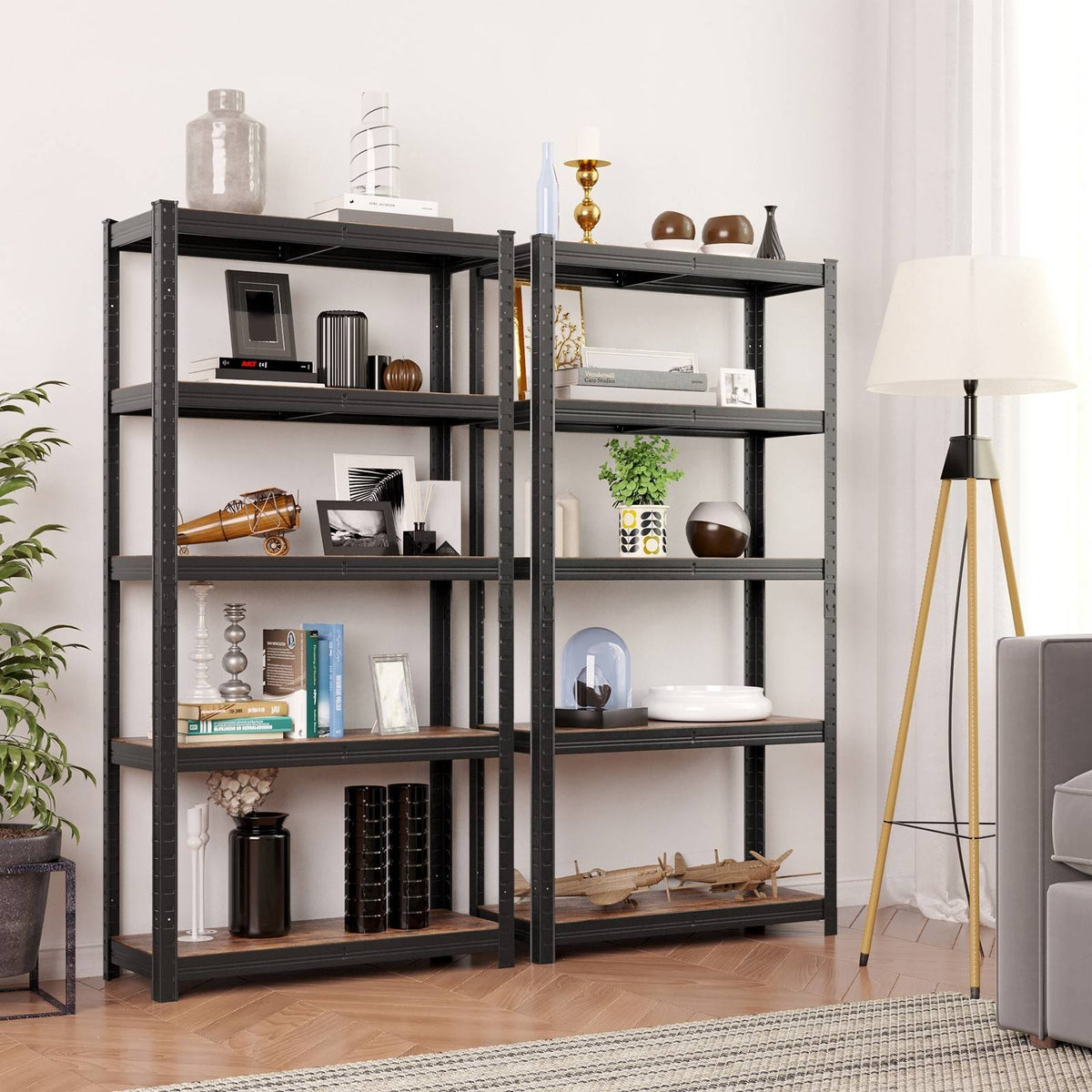 SONGMICS Polcos állvány, salgópolc, 130kg polconkénti teherbírással, fekete 150x75x30cm – 8. kép