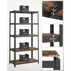 SONGMICS Polcos állvány, 175kg polconkénti teherbírással, fekete 200x100x50cm – 4. kép
