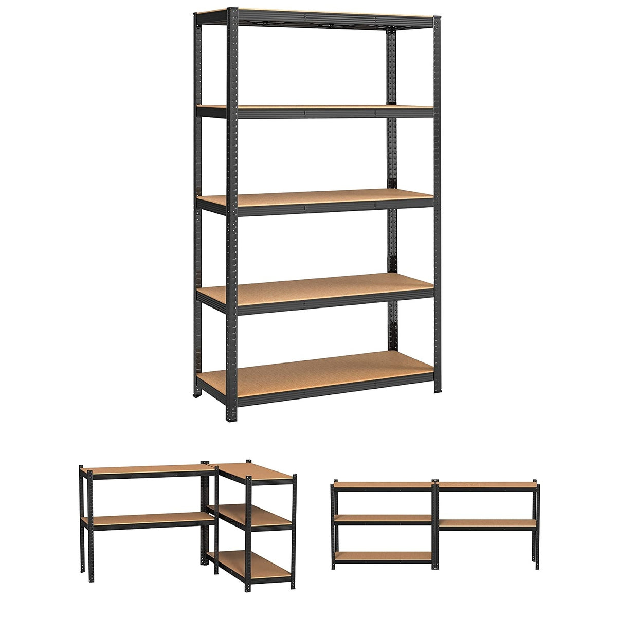 SONGMICS Polcos állvány, 175kg polconkénti teherbírással, fekete 200x120x60cm – 2. kép
