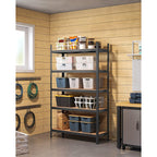 SONGMICS Polcos állvány, 175kg polconkénti teherbírással, fekete 200x120x60cm – 5. kép