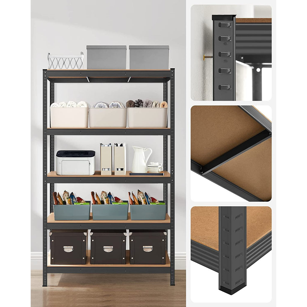 SONGMICS Polcos állvány, 175kg polconkénti teherbírással, fekete 200x120x60cm – 8. kép