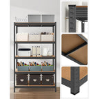 SONGMICS Polcos állvány, 175kg polconkénti teherbírással, fekete 200x120x60cm – 8. kép