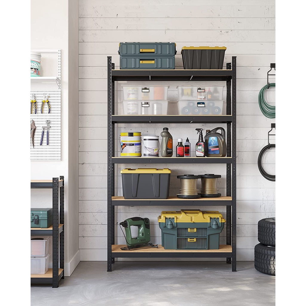 SONGMICS Polcos állvány, 175kg polconkénti teherbírással, fekete 200x120x60cm – 9. kép