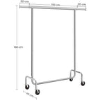 SONGMICS Gurulós ruhaállvány, ezüst 110-150x45x160cm – 3. kép