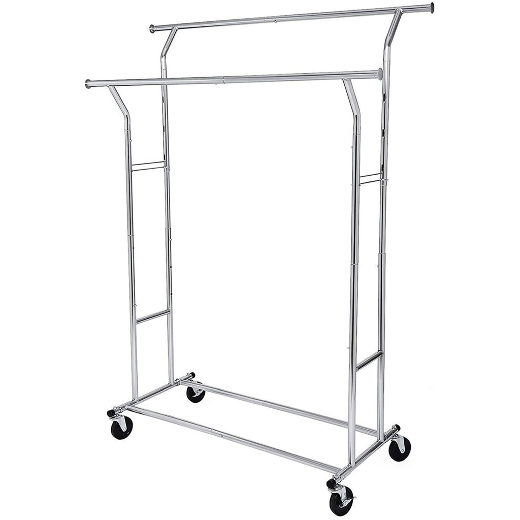 SONGMICS Gurulós ruhaállvány 110kg teherbírással, króm 129-169 cm között állítható – 3. kép