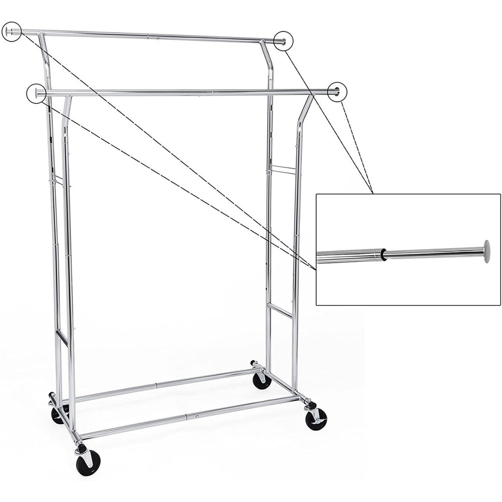 SONGMICS Gurulós ruhaállvány 110kg teherbírással, króm 129-169 cm között állítható – 5. kép