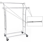 SONGMICS Gurulós ruhaállvány 110kg teherbírással, króm 129-169 cm között állítható – 5. kép