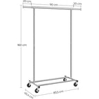 SONGMICS Ruhaállvány gurulós 90kg teherbírású, ezüst – 4. kép
