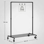 SONGMICS Gurulós ruhaállvány, fekete 100x49x163cm – 3. kép