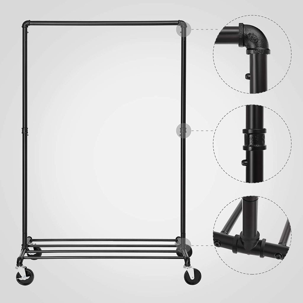 SONGMICS Gurulós ruhaállvány, fekete 100x49x163cm – 4. kép