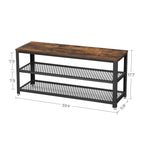 VASAGLE Cipőtároló pad két tároló szinttel, rusztikus barna 100x30x45cm – 2. kép