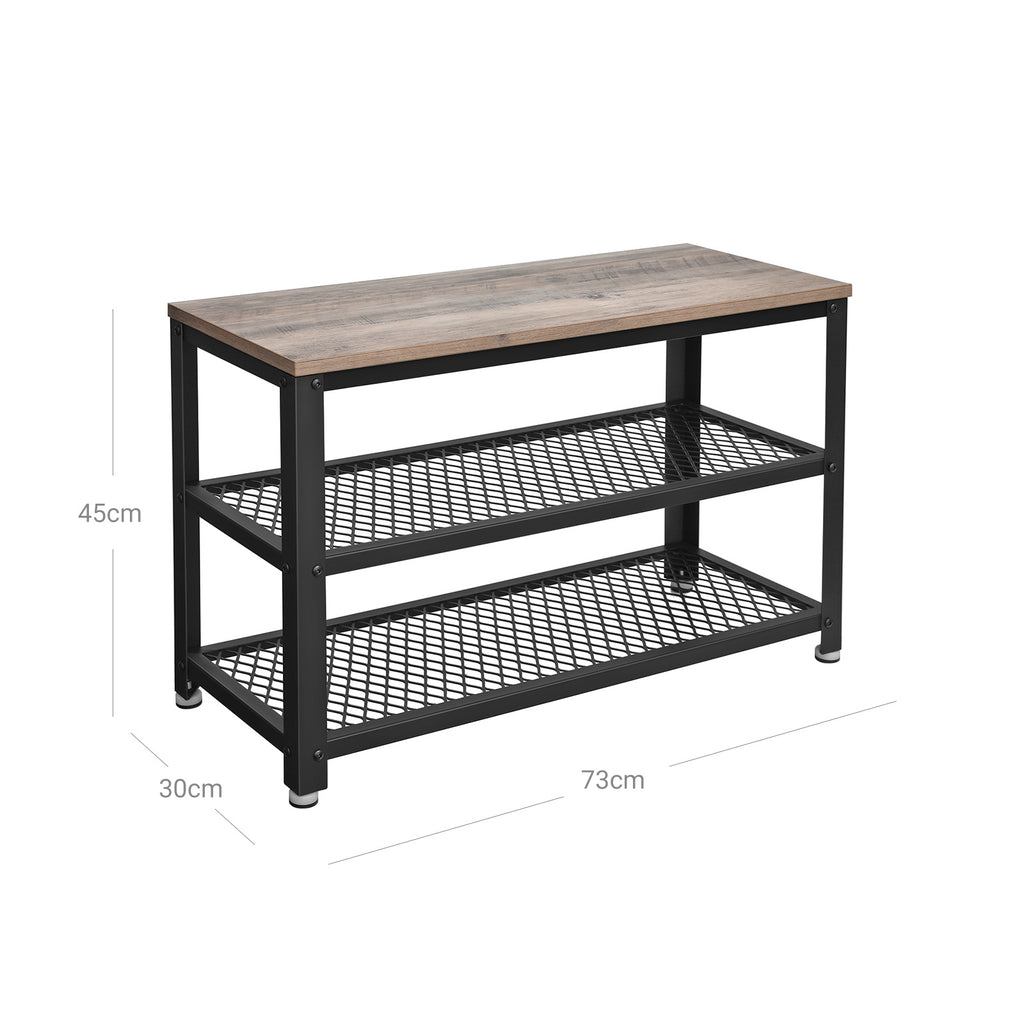 VASAGLE Cipőtároló pad két tároló szinttel, greige 73x30x45cm – 6. kép