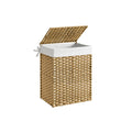 SONGMICS Kézzel fonott rattan szennyeskosár, összecsukható, kivehető zsákkal 90L, sárga – 1. kép