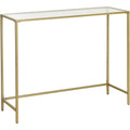 VASAGLE Konzolasztal fém vázzal edzett üveglappal, arany 100x35x80cm – 1. kép