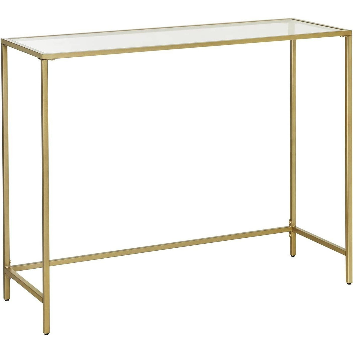 VASAGLE Konzolasztal fém vázzal edzett üveglappal, arany 100x35x80cm – 1. kép