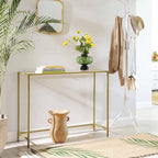 VASAGLE Konzolasztal fém vázzal edzett üveglappal, arany 100x35x80cm – 4. kép