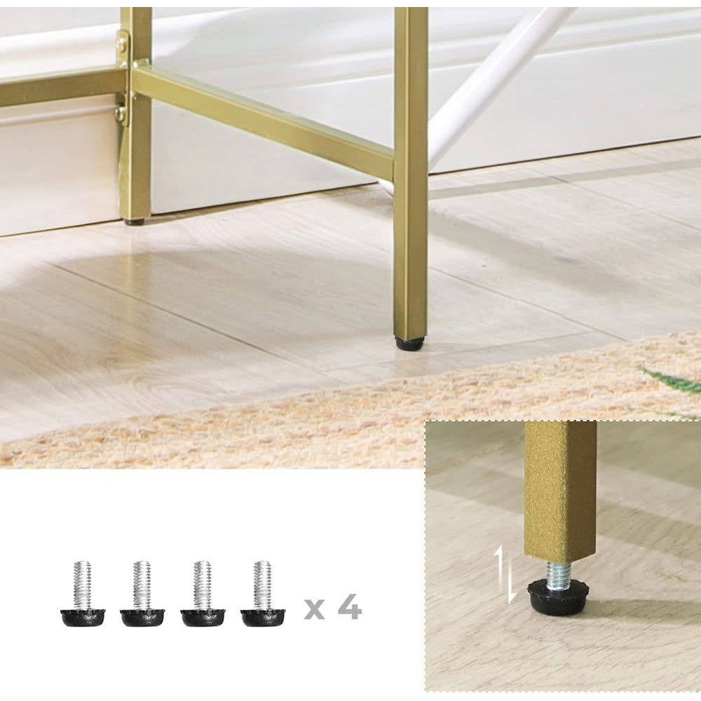 VASAGLE Konzolasztal fém vázzal edzett üveglappal, arany 100x35x80cm – 6. kép