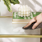 VASAGLE Konzolasztal fém vázzal edzett üveglappal, arany 100x35x80cm – 7. kép