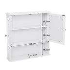 VASAGLE Fali tükrös fürdőszoba szekrény, fehér 56x13x58cm – 4. kép
