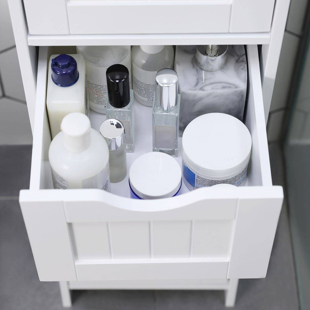 VASAGLE Fiókos álló szekrény 4 fiókkal, fehér 30x30x82cm – 7. kép