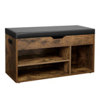 VASAGLE Cipőtároló pad, párnázott ülőfelülettel, rusztikus barna 80x44x30cm – 2. kép