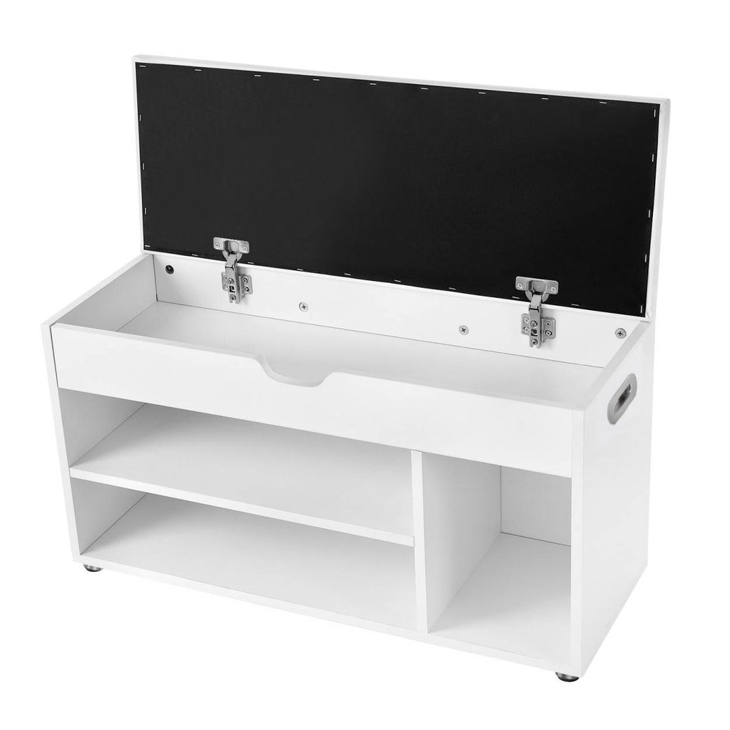 VASAGLE Cipőtároló pad, párnázott ülőfelülettel, fehér 80x44x30cm – 2. kép