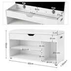 VASAGLE Cipőtároló pad, párnázott ülőfelülettel, fehér 80x44x30cm – 3. kép