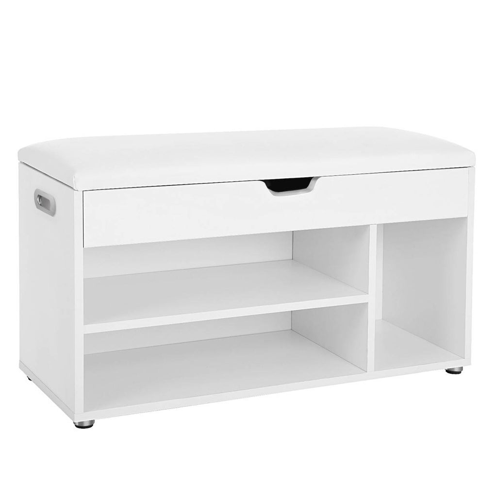 VASAGLE Cipőtároló pad, párnázott ülőfelülettel, fehér 80x44x30cm – 4. kép