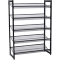 SONGMICS Cipőtartó polc 5 szintes fém háló polcokkal, fekete 74x30x104cm – 1. kép