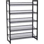 SONGMICS Cipőtartó polc 5 szintes fém háló polcokkal, fekete 74x30x104cm – 1. kép
