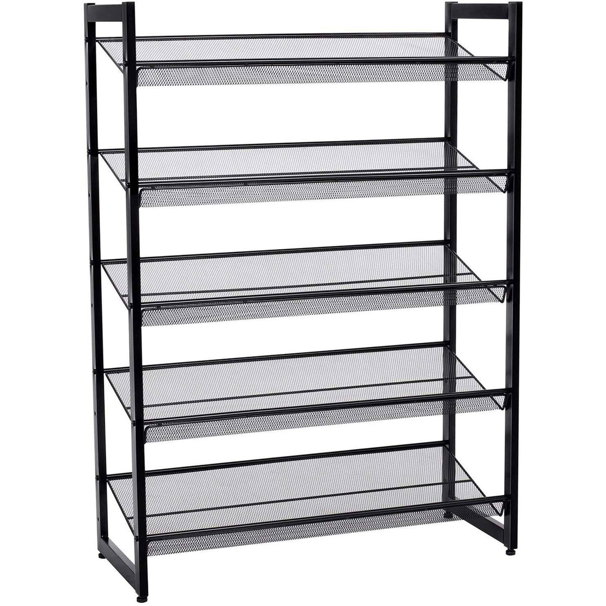 SONGMICS Cipőtartó polc 5 szintes fém háló polcokkal, fekete 74x30x104cm – 1. kép