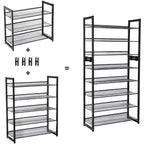 SONGMICS Cipőtartó polc 5 szintes fém háló polcokkal, fekete 74x30x104cm – 4. kép