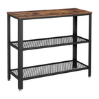 VASAGLE Konzolasztal 2 fém hálós polcccal, rusztikus barna 101x35x80cm – 2. kép