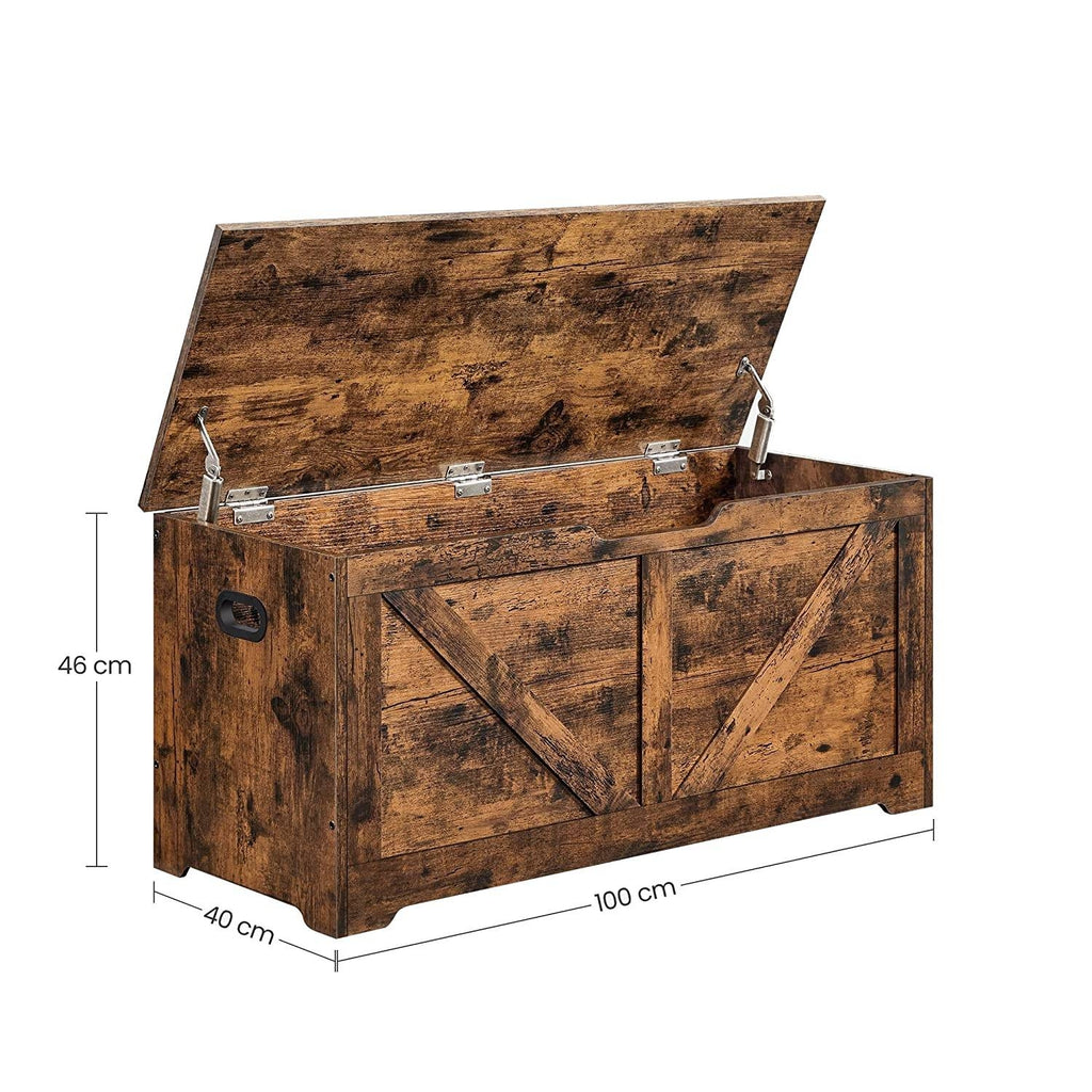 VASAGLE Tároló láda, rusztikus barna 100x40x46cm – 3. kép