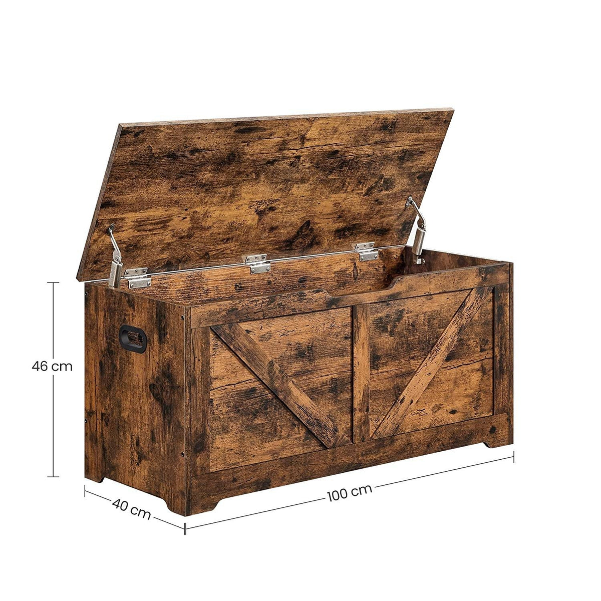 VASAGLE Tároló láda, rusztikus barna 100x40x46cm – 3. kép