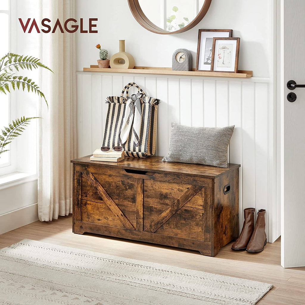 VASAGLE Tároló láda, rusztikus barna 100x40x46cm – 6. kép