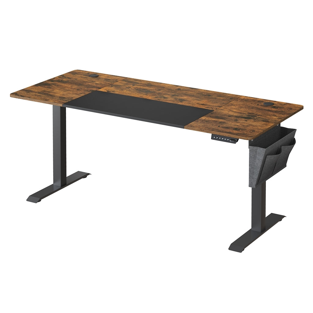 SONGMICS Íróasztal, elektromosan állítható magasság, rusztikus barna és fekete 70 x 160 x (72-120) cm – 1. kép