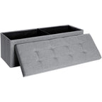 SONGMICS Összecsukható vászon tárolópuff, szürke 110x38x38cm – 1. kép
