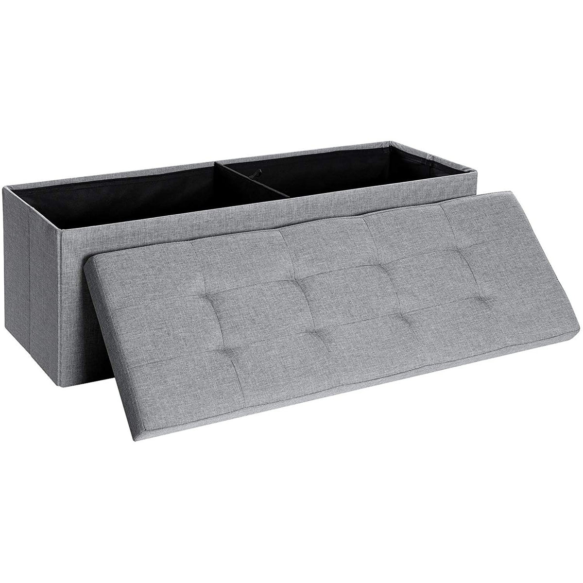 SONGMICS Összecsukható vászon tárolópuff, szürke 110x38x38cm – 1. kép