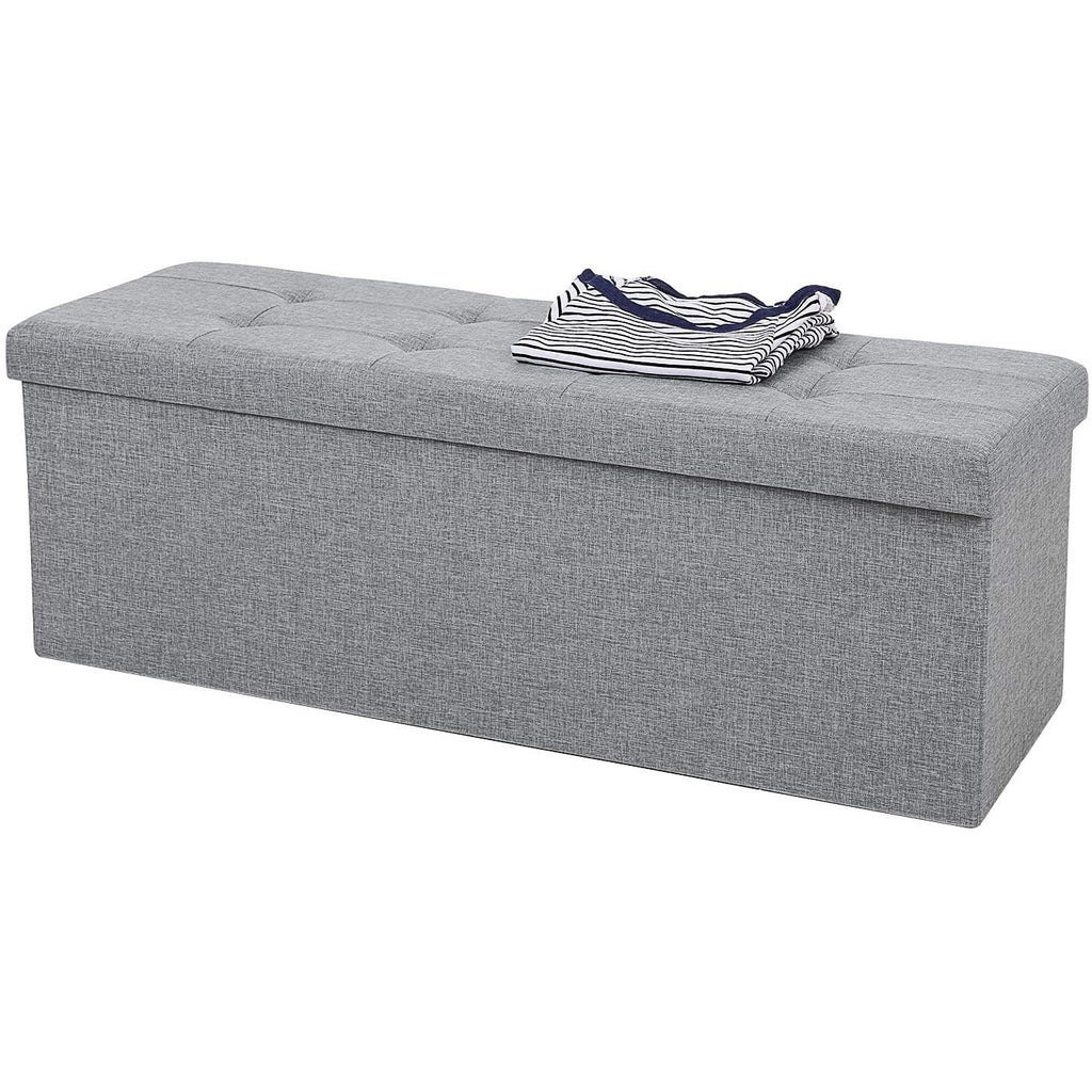 SONGMICS Összecsukható vászon tárolópuff, szürke 110x38x38cm – 2. kép