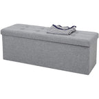 SONGMICS Összecsukható vászon tárolópuff, szürke 110x38x38cm – 2. kép